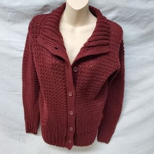 Vtg. Burgundy Cardigan Sweater WPL 5749